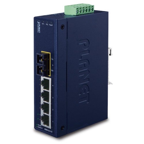 Промышленный коммутатор Fast Ethernet (4 порта 10/100Base-TX, 1 порт 100Base-FX, -40~75C)