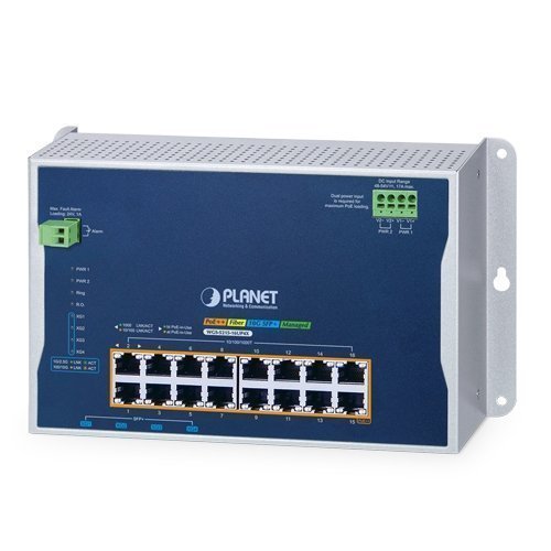 Управляемый промышленный коммутатор (L2+, 16 портов 10/100/1000T с 802.3bt PoE, 4 порта 10G SFP+, настенный)