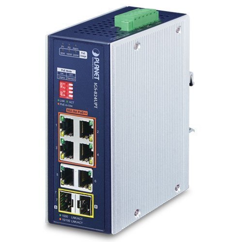 Промышленный коммутатор Ethernet (4 порта 10/100/1000T с 802.3bt PoE, 2 порта 10/100/1000T + 2-Port 100/1000X SFP)