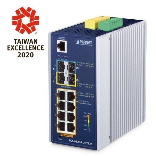 Управляемый промышленный коммутатор Ethernet (L3, 8 порта 10/100/1000T с 802.3bt PoE, 2 порта 100/1000X SFP, 2 порта 10G SFP+)
