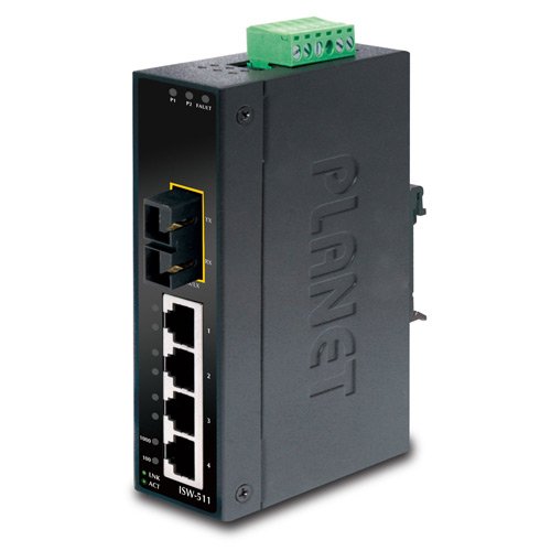 Промышленный коммутатор Fast Ethernet (4 порта 10/100Base-TX, 1 порт 100Base-FX, -10~60С)